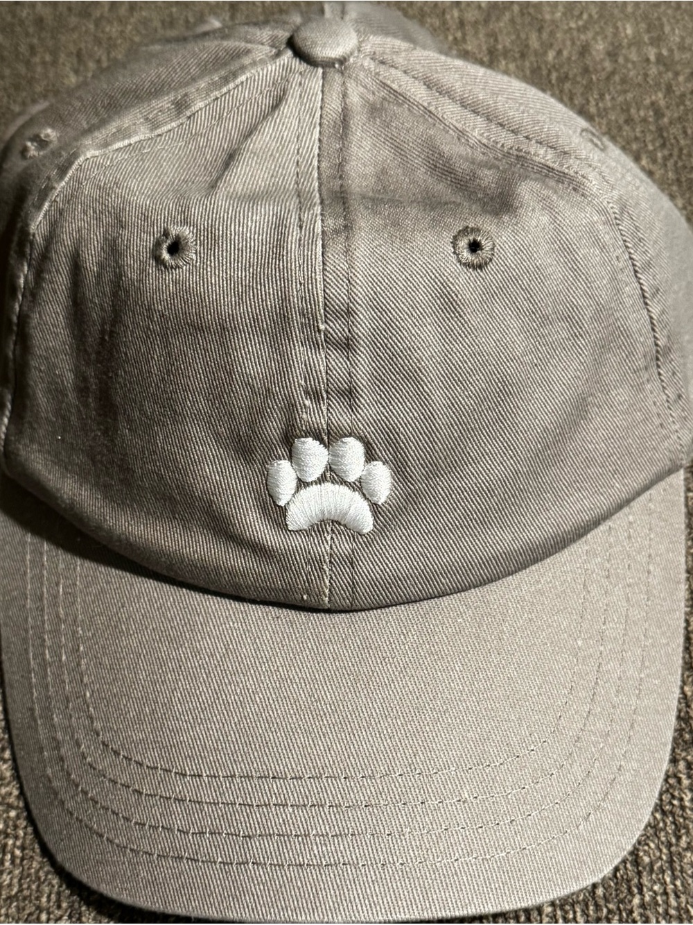 PAWZ Taupe Baseball Cap with White Paw Embroidery